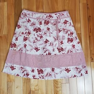 LOFT Red and Cream Floral Lined Shirt Size‎ 4